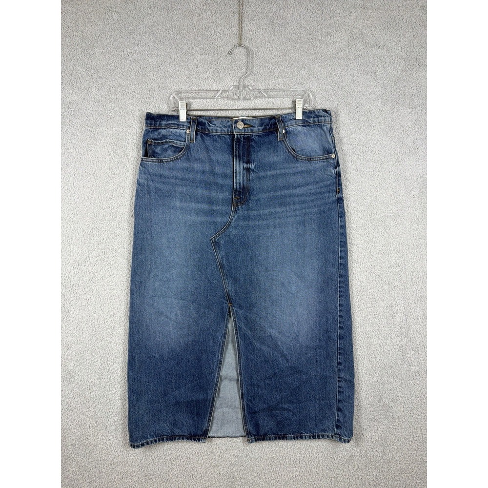FRAME Le Del Amo Denim Skirt Women's Size 32(waist 36) Blue Midi Straight Cotton
